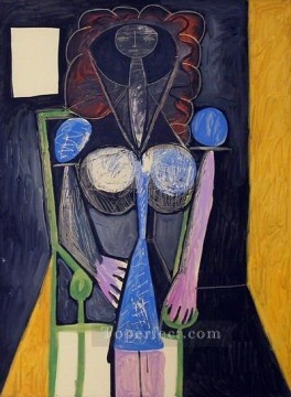 肘掛け椅子に座る女性 1946 年キュビスト パブロ・ピカソ Oil Paintings